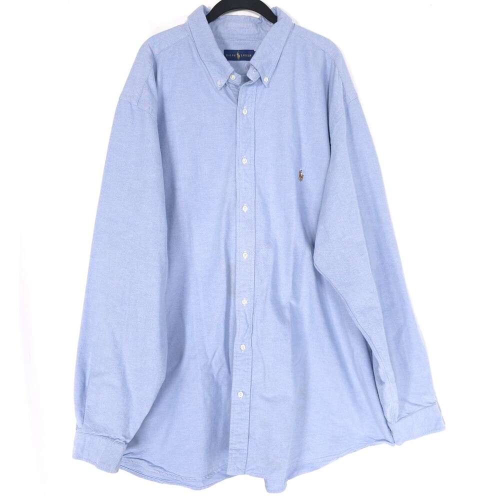RALPH LAUREN Men's Shirt 3XL Blue Button-Down Oxford 100% Cotton Long Sleeve